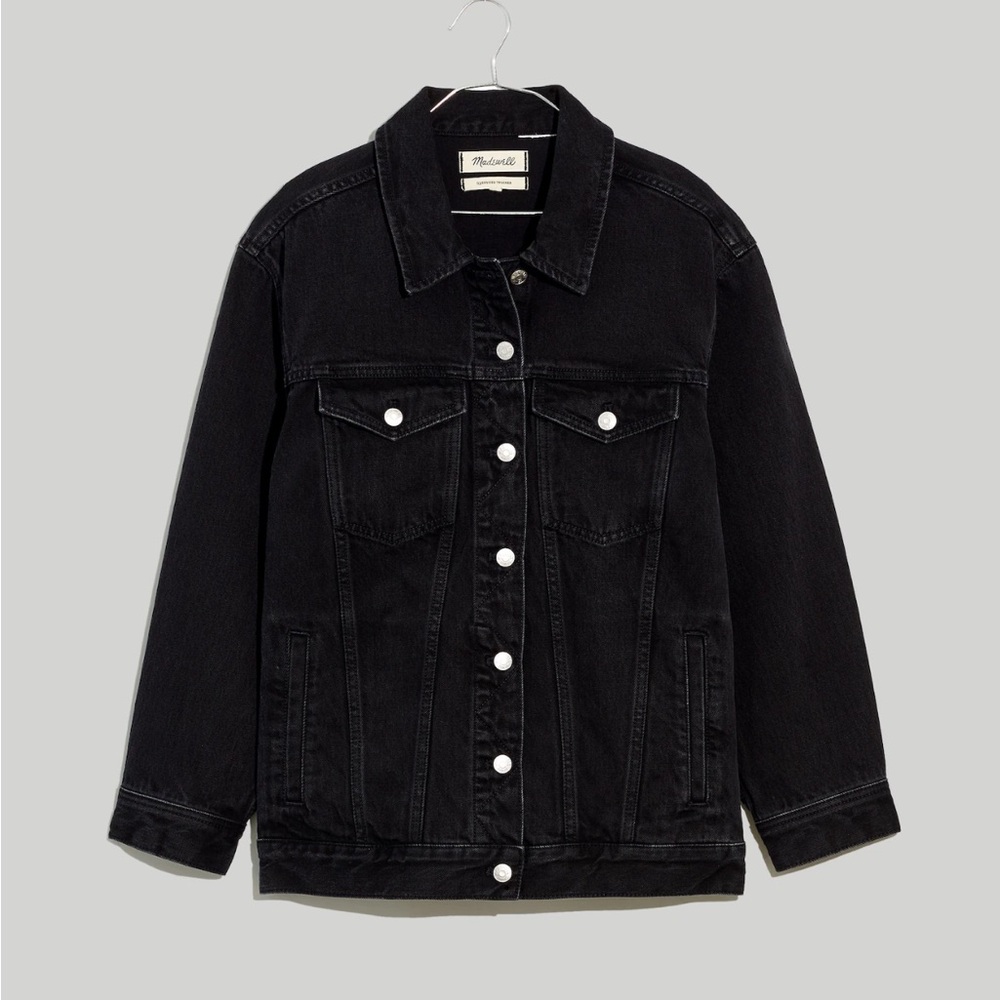 Madewell The Oversized Trucker Jean Jacket in Washed Black
